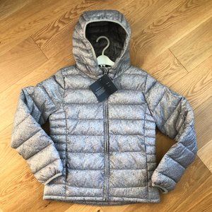 NWT Gap Kids puffer jacket - gray with rainbow confetti - size L - with HOOD